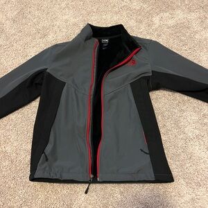 The North Face Black and Gray Jacket with Red Trim